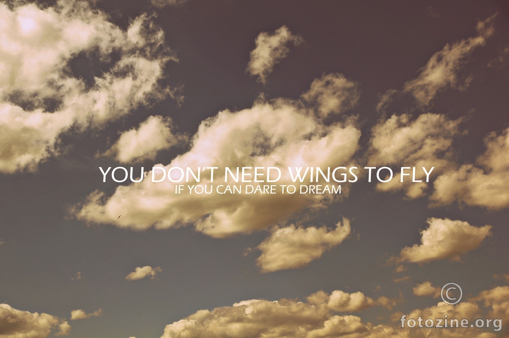 You don’t need wings to fly if you can dare to dream 
