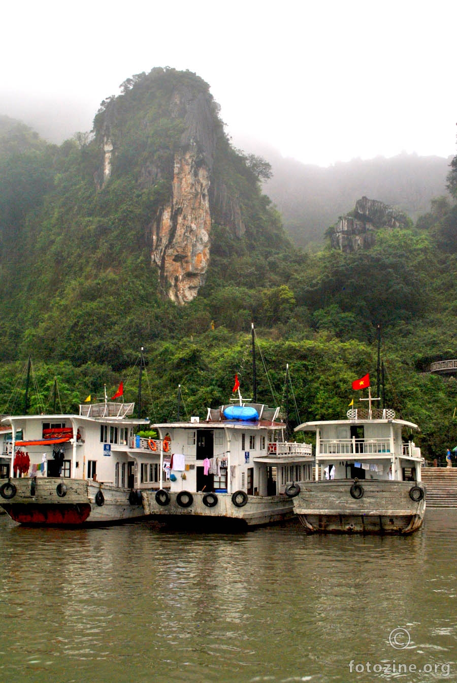 boats and a mountain